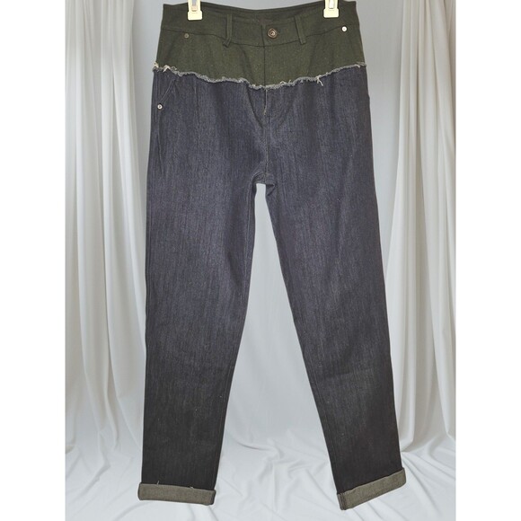 UHOT Trouser Denim Contrast Rolled hem Jeans Size 28 - Picture 1 of 4